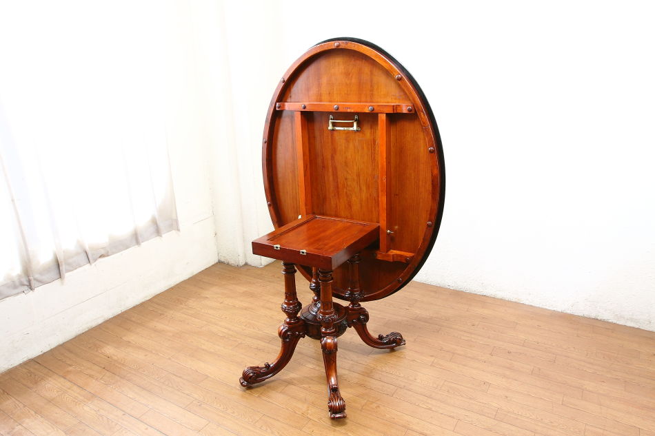 ギローGillow of Lancaster スーパークオリティオーバルチルトアップテーブル