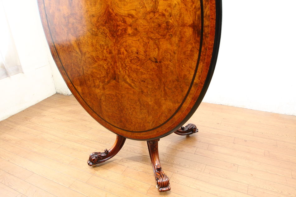 ギローGillow of Lancaster スーパークオリティオーバルチルトアップテーブル