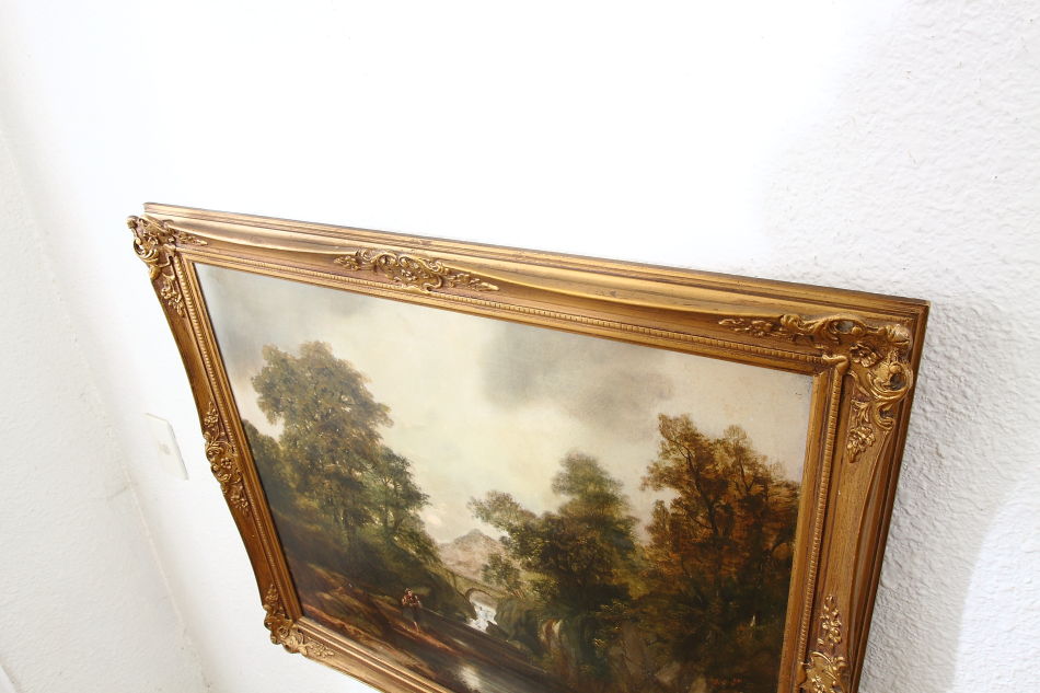River with Boy Fishing / Oil Pinting