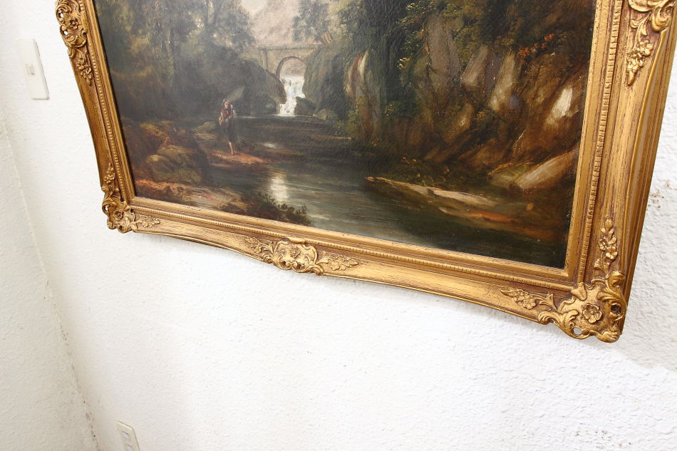 River with Boy Fishing / Oil Pinting