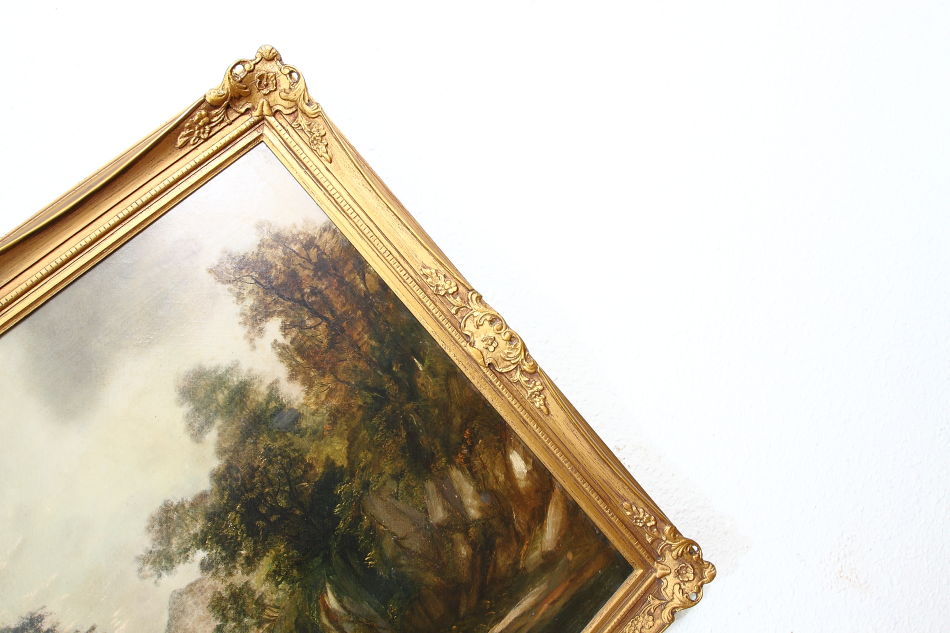 River with Boy Fishing / Oil Pinting