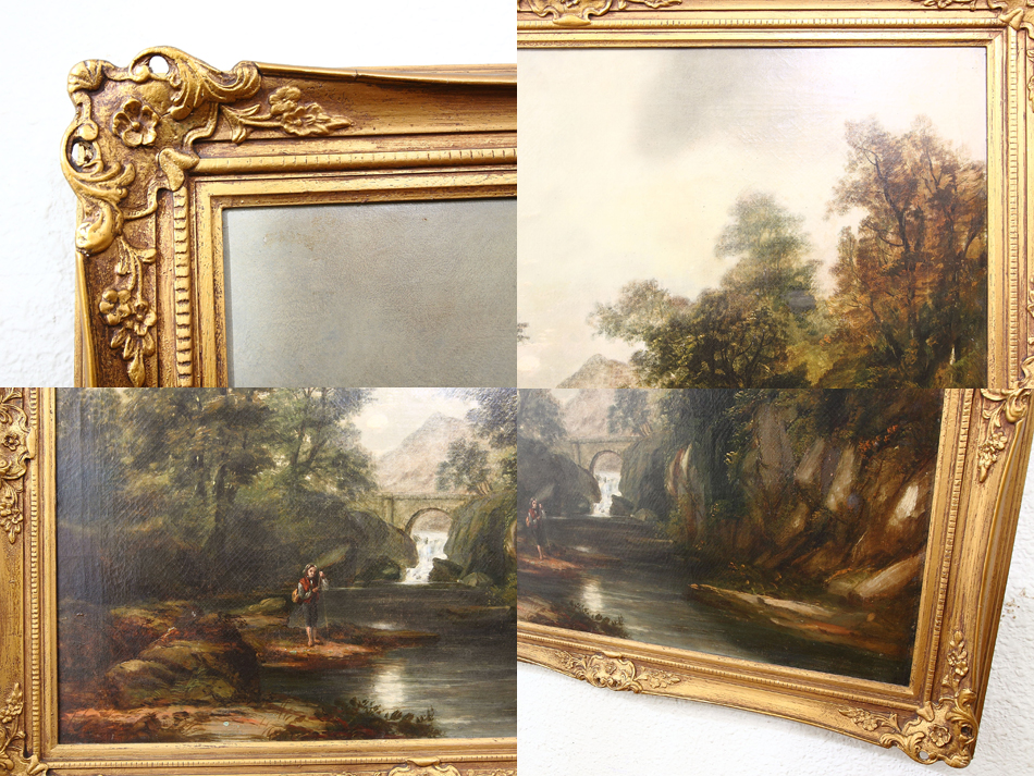 River with Boy Fishing / Oil Pinting