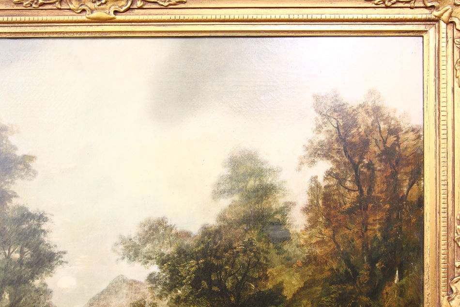 River with Boy Fishing / Oil Pinting