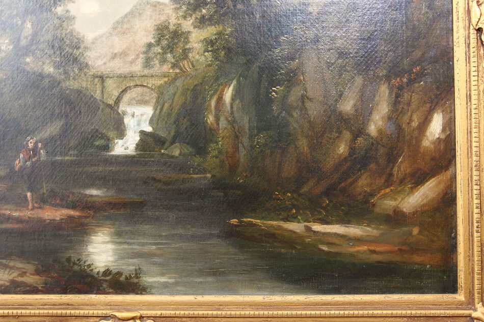 River with Boy Fishing / Oil Pinting