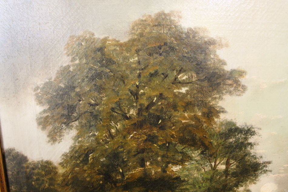 River with Boy Fishing / Oil Pinting