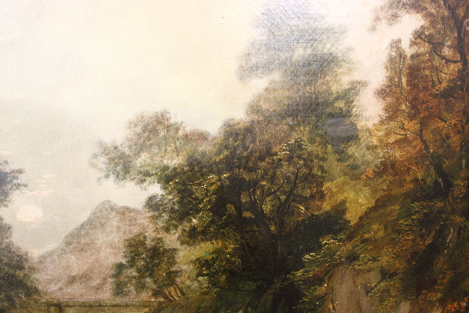 River with Boy Fishing / Oil Pinting