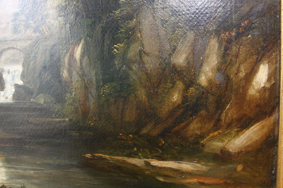 River with Boy Fishing / Oil Pinting