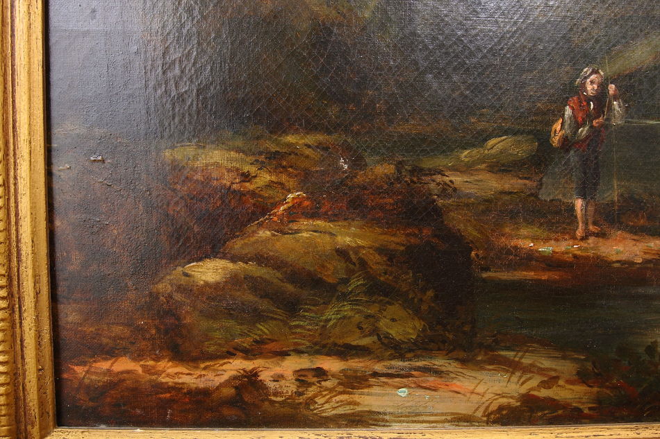 River with Boy Fishing / Oil Pinting