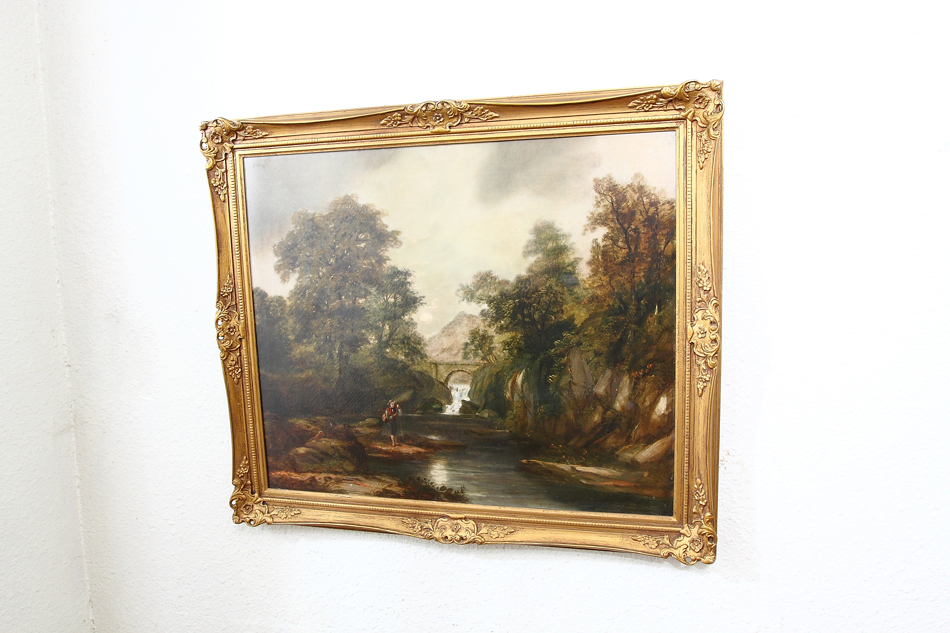River with Boy Fishing / Oil Pinting