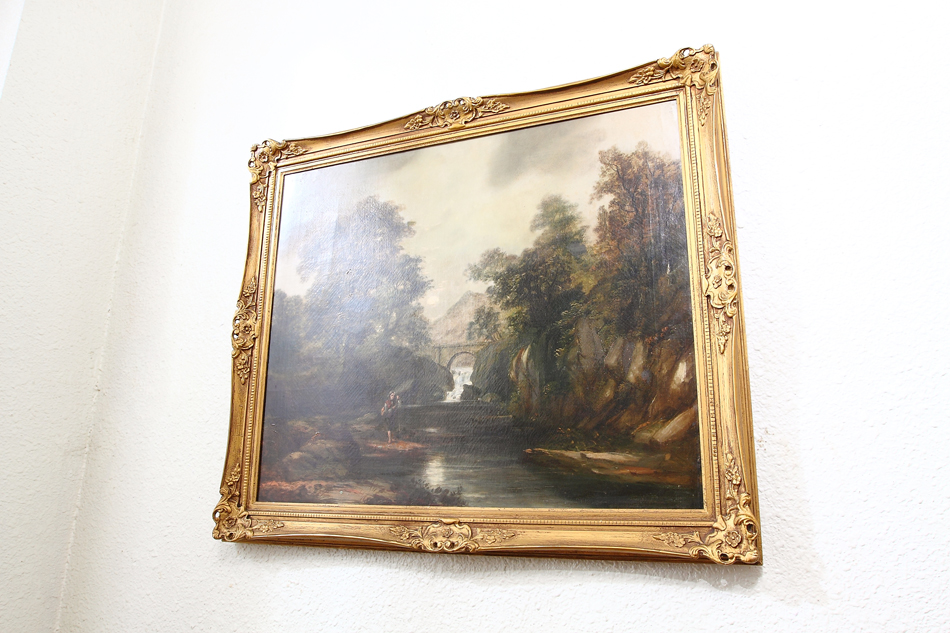 River with Boy Fishing / Oil Pinting