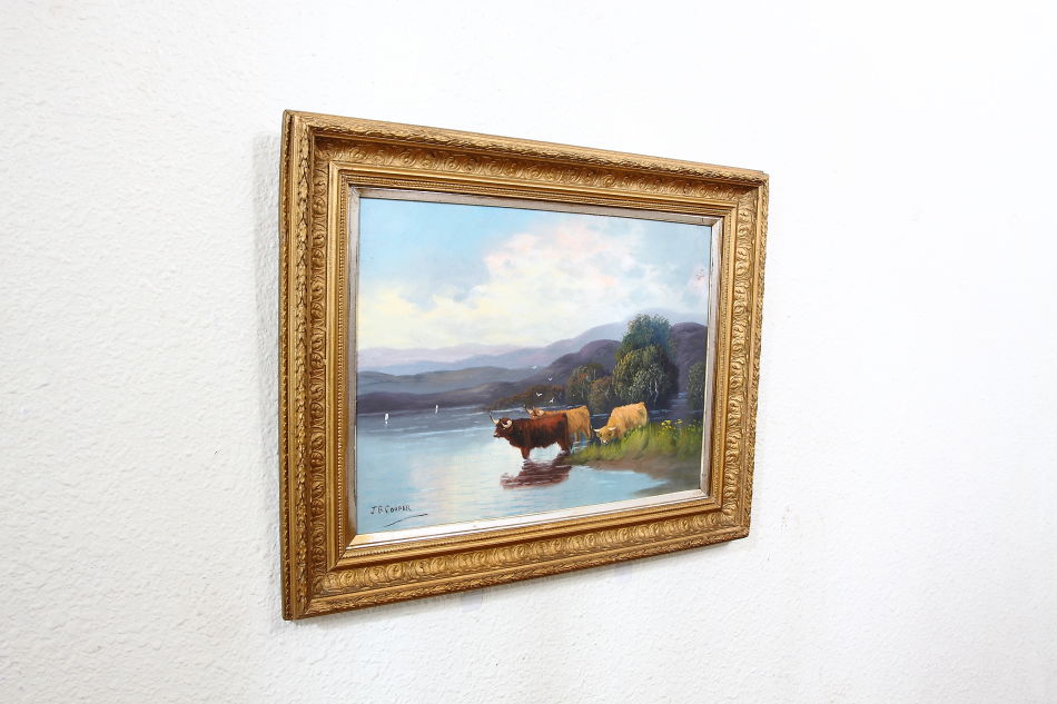 Scottish Highland with Cattle / Oil Painting