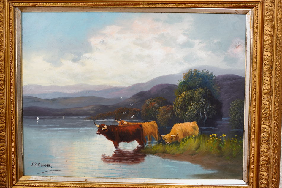 Scottish Highland with Cattle / Oil Painting