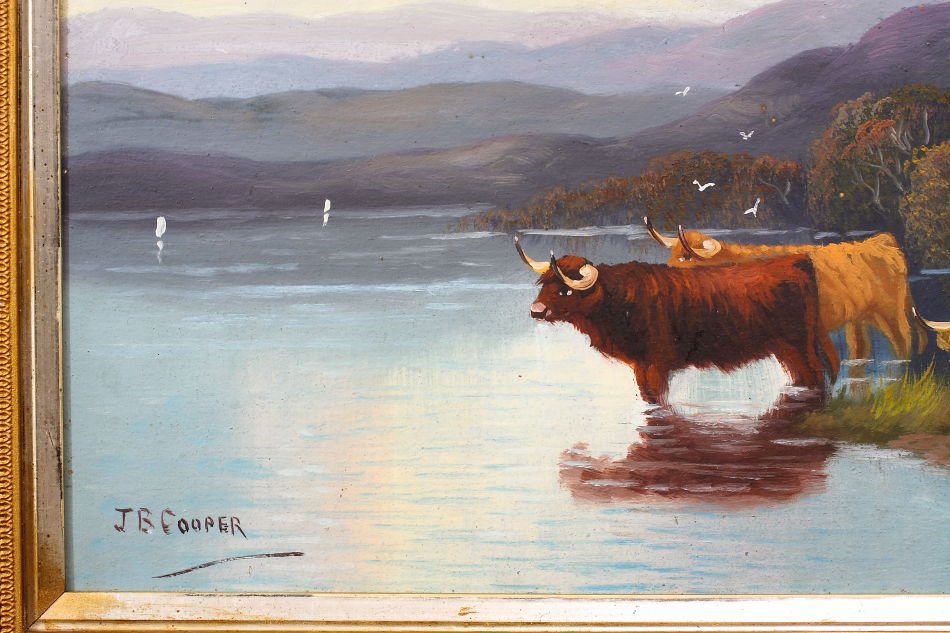 Scottish Highland with Cattle / Oil Painting