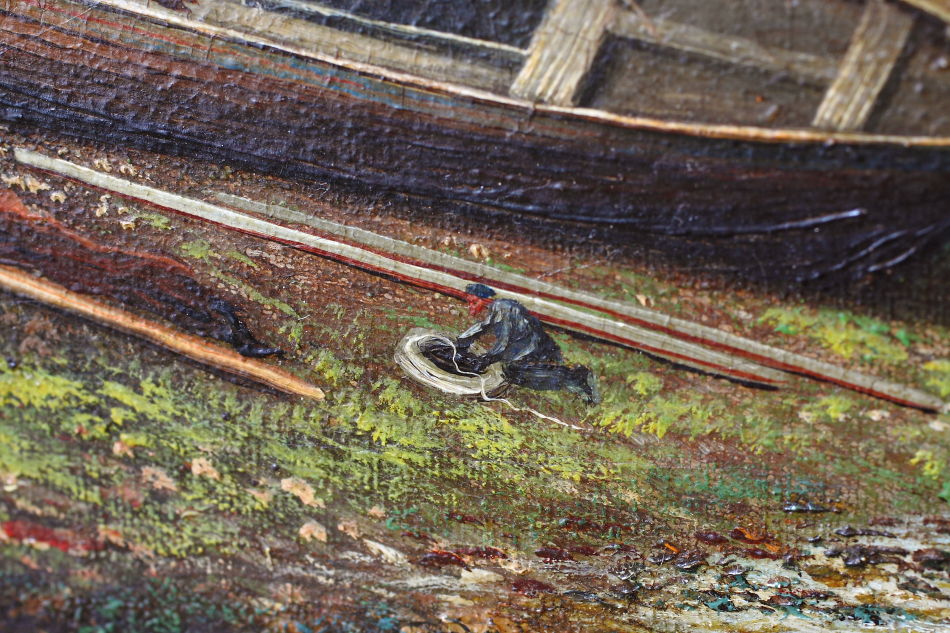 Tending the Nets / Oil Painting
