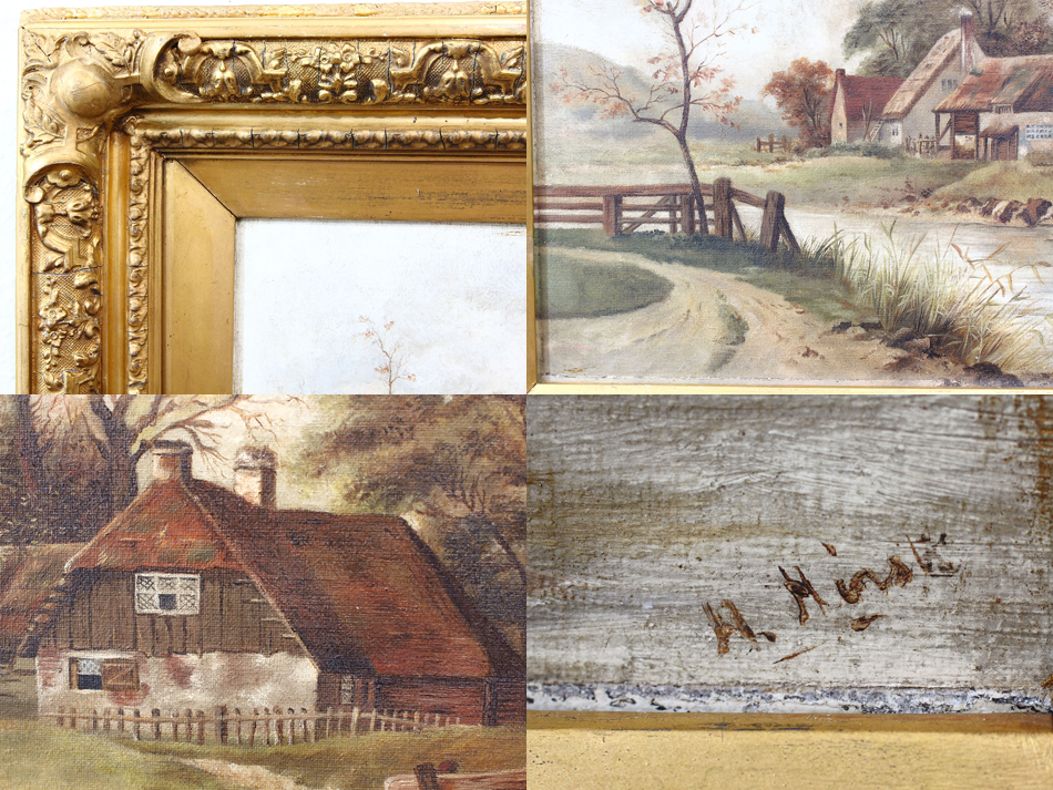 River scene with the old cottage / Oil Painting