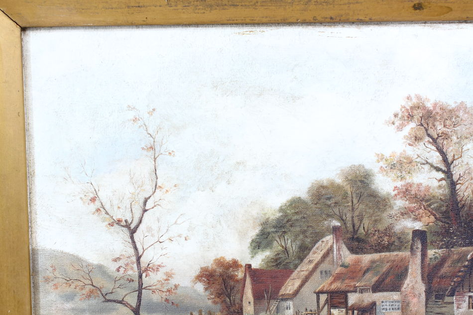 River scene with the old cottage / Oil Painting