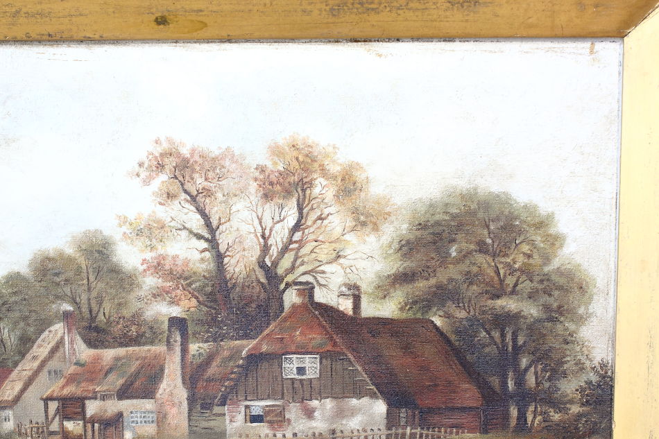 River scene with the old cottage / Oil Painting