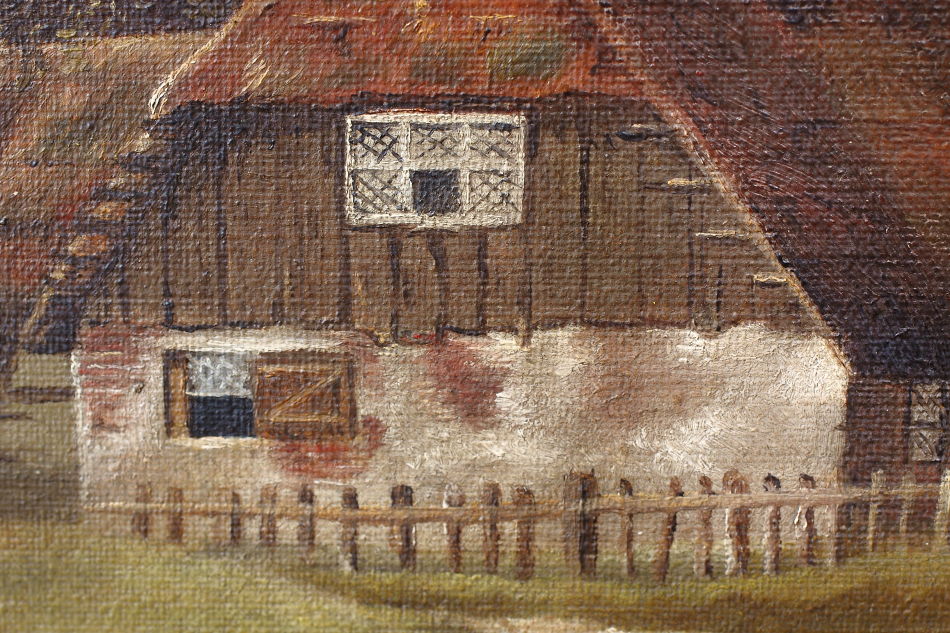 River scene with the old cottage / Oil Painting