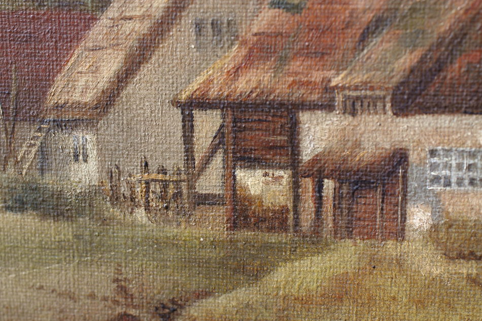 River scene with the old cottage / Oil Painting