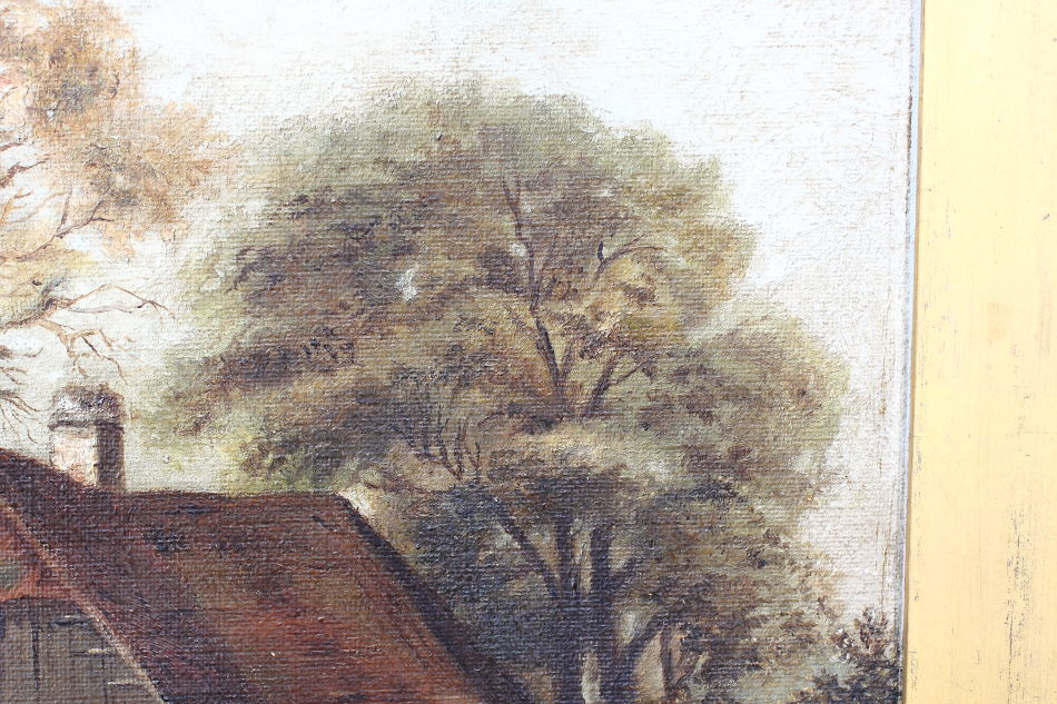 River scene with the old cottage / Oil Painting