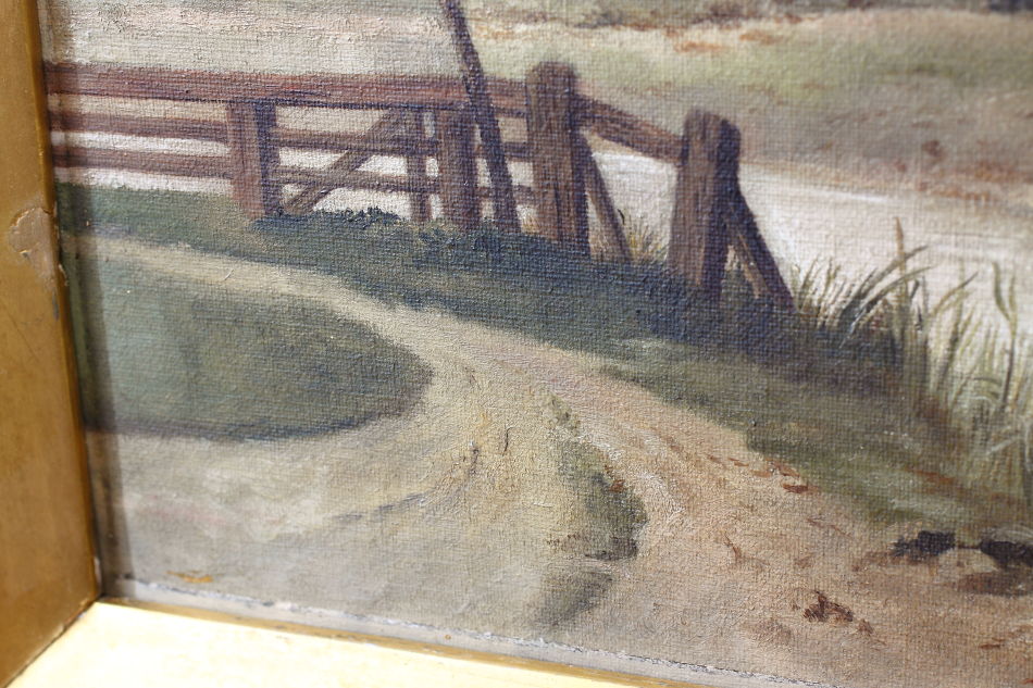 River scene with the old cottage / Oil Painting