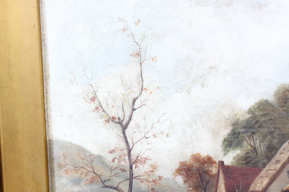River scene with the old cottage / Oil Painting
