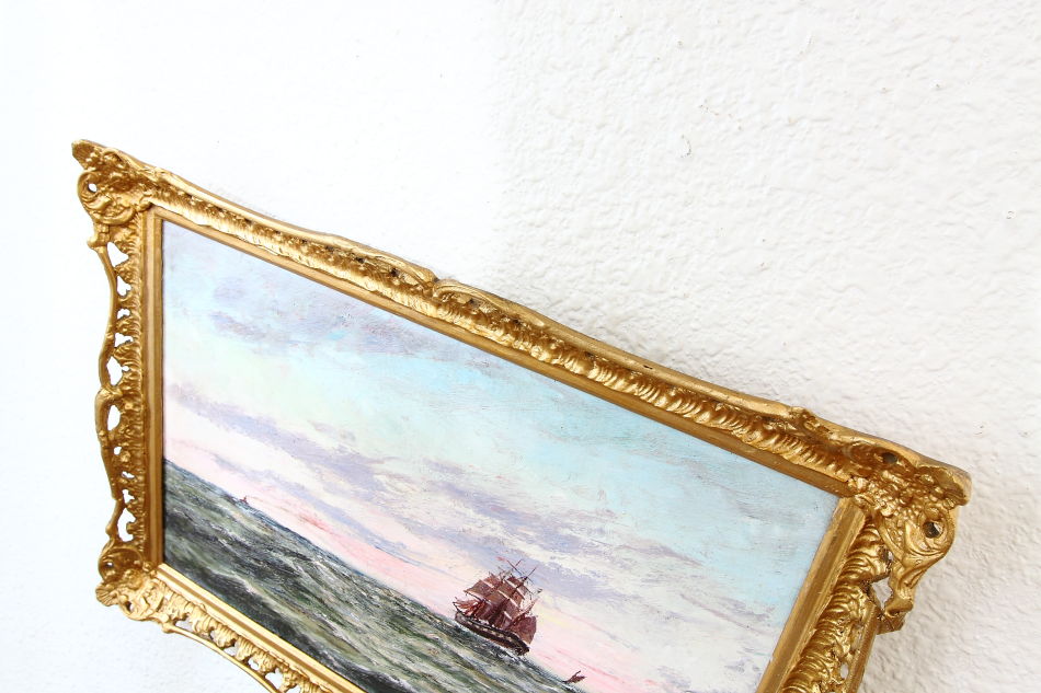 Seascape with the clipper ship /Oil Painting