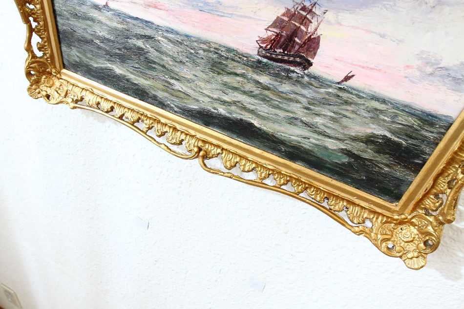 Seascape with the clipper ship /Oil Painting