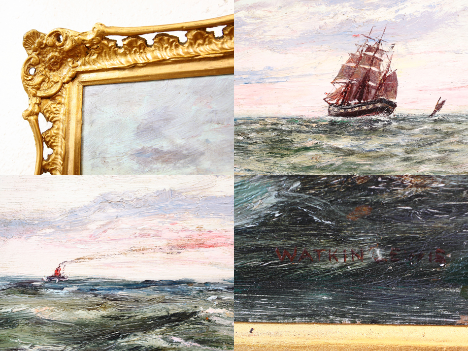 Seascape with the clipper ship /Oil Painting
