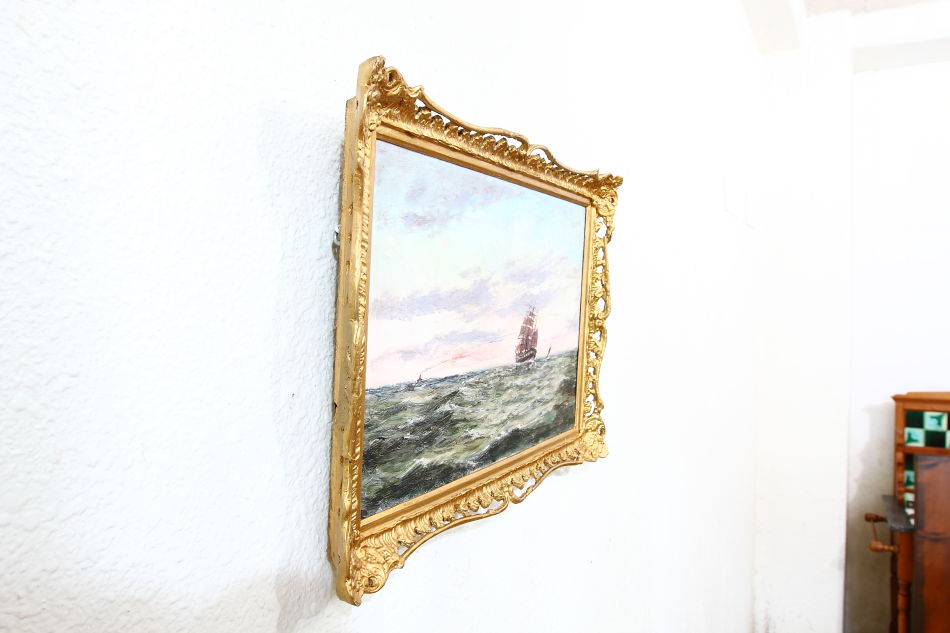 Seascape with the clipper ship /Oil Painting