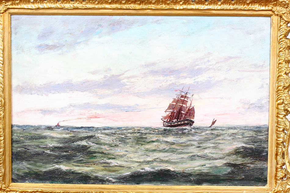 Seascape with the clipper ship /Oil Painting
