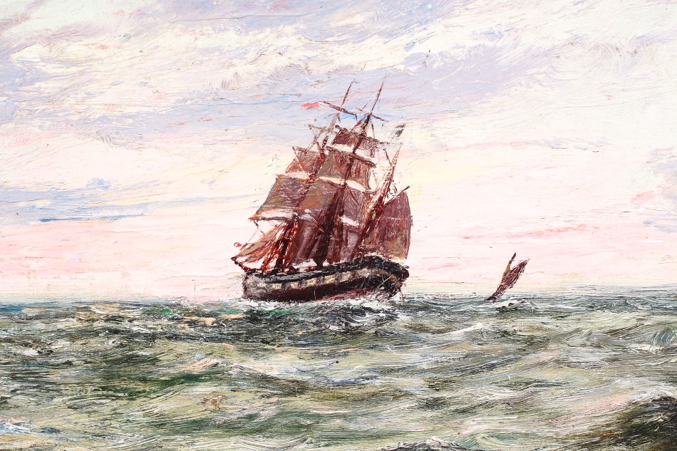 Seascape with the clipper ship /Oil Painting