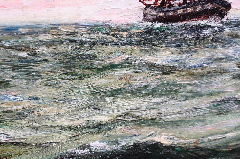 Seascape with the clipper ship /Oil Painting