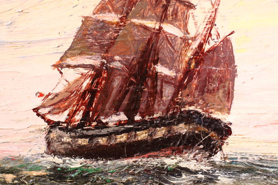 Seascape with the clipper ship /Oil Painting