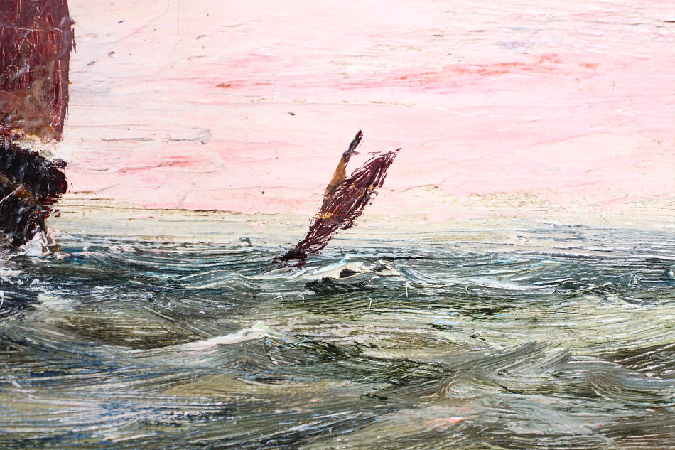 Seascape with the clipper ship /Oil Painting