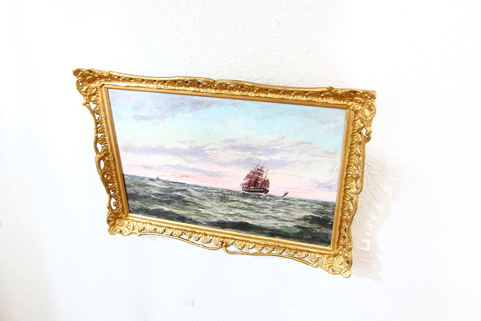 Seascape with the clipper ship /Oil Painting