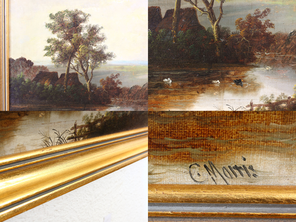 Landscape with waterfowles / Oil Painting