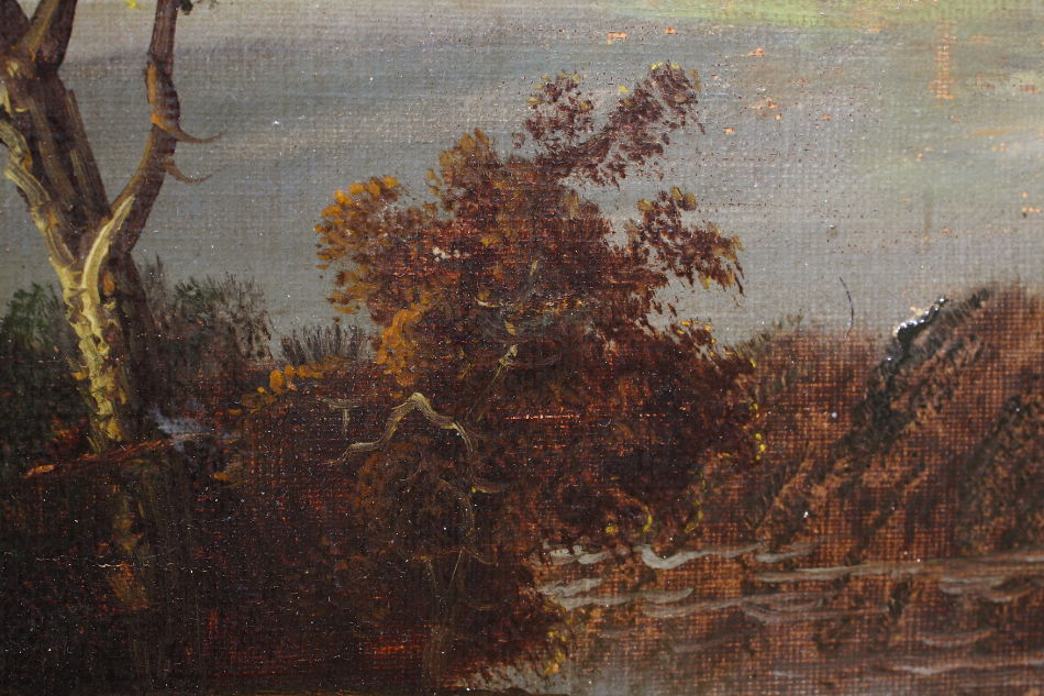 Landscape with waterfowles / Oil Painting