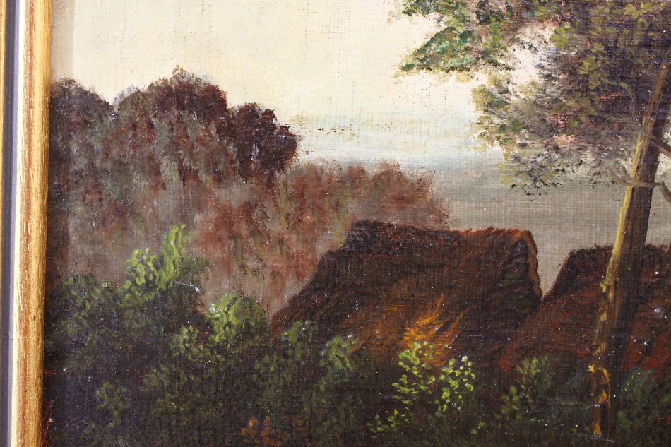 Landscape with waterfowles / Oil Painting