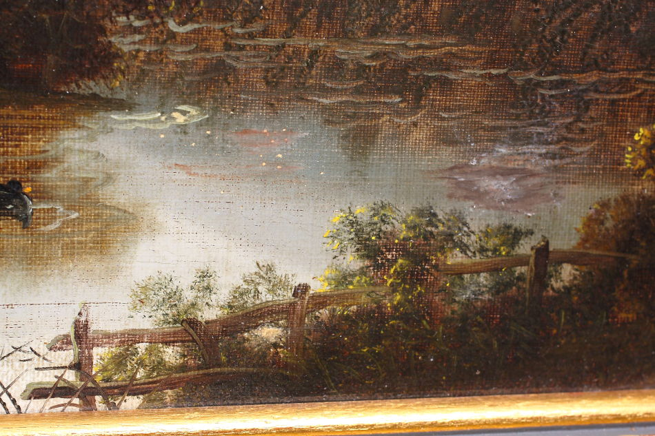 Landscape with waterfowles / Oil Painting