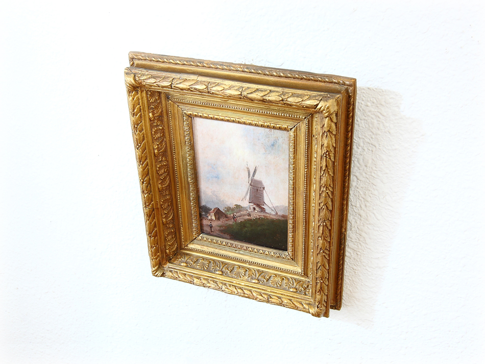 Figures before Windmill / Oil Painting