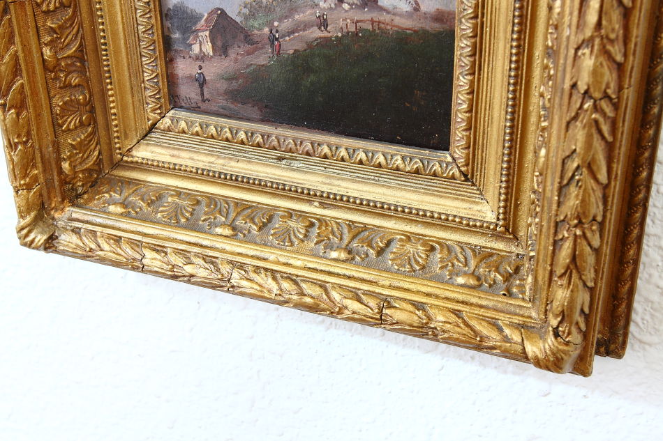 Figures before Windmill / Oil Painting