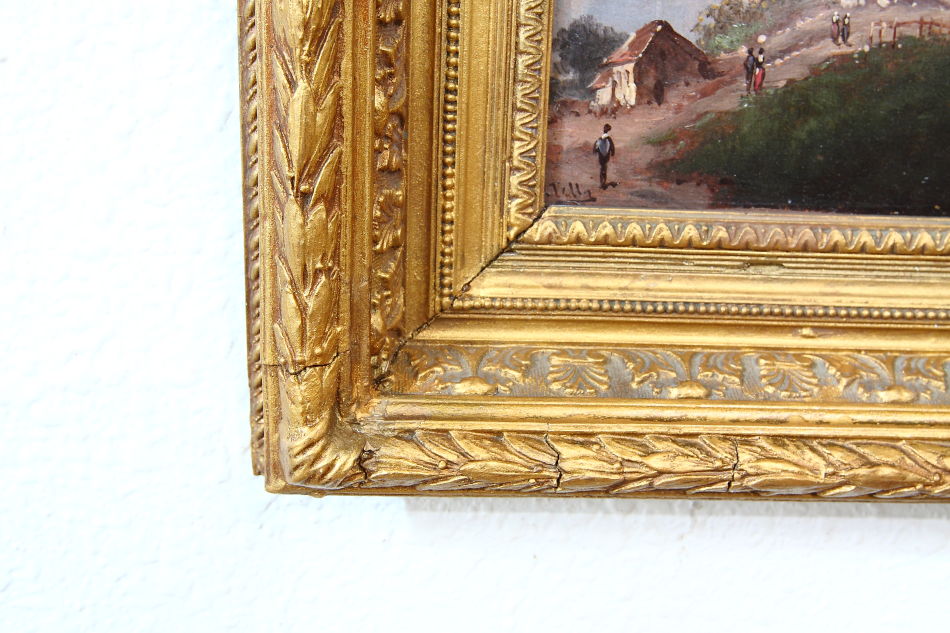 Figures before Windmill / Oil Painting