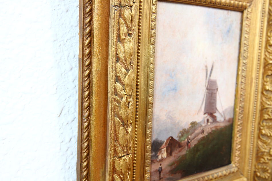 Figures before Windmill / Oil Painting