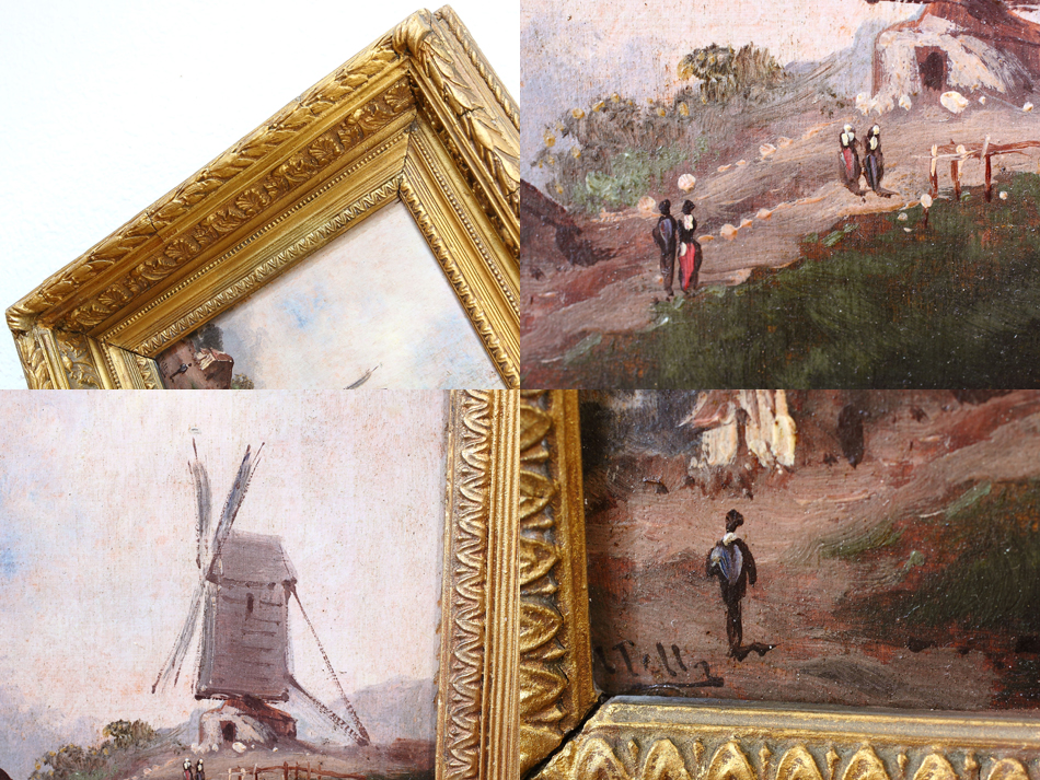 Figures before Windmill / Oil Painting