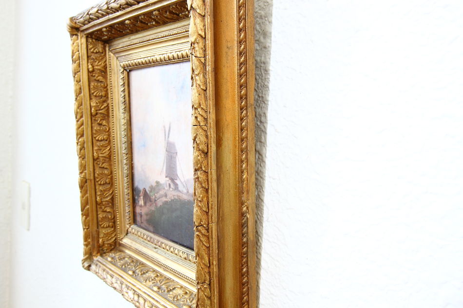 Figures before Windmill / Oil Painting