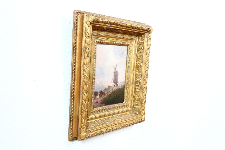 Figures before Windmill / Oil Painting