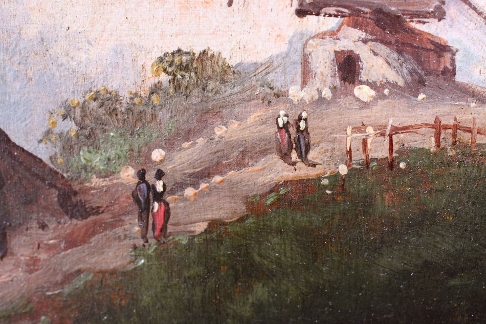 Figures before Windmill / Oil Painting