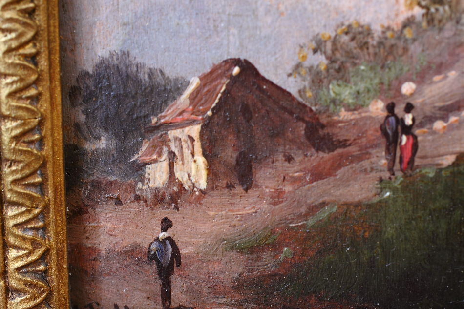 Figures before Windmill / Oil Painting