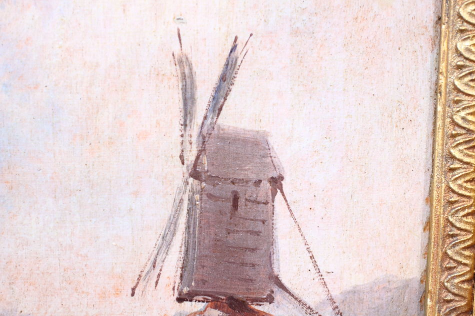 Figures before Windmill / Oil Painting